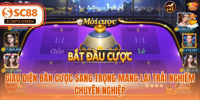 Giao diện bàn cược sang trọng mang lại trải nghiệm chuyên nghiệp
